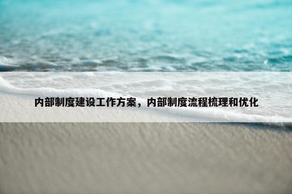 内部制度建设工作方案，内部制度流程梳理和优化