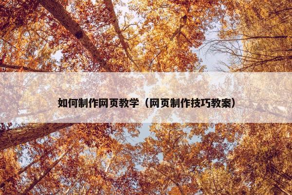 如何制作网页教学（网页制作技巧教案）