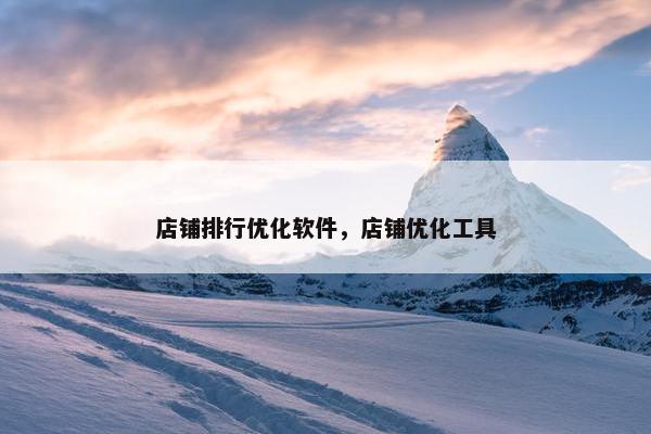 店铺排行优化软件，店铺优化工具