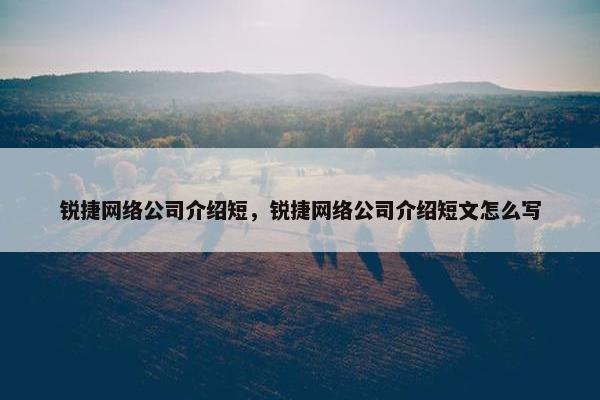 锐捷网络公司介绍短，锐捷网络公司介绍短文怎么写