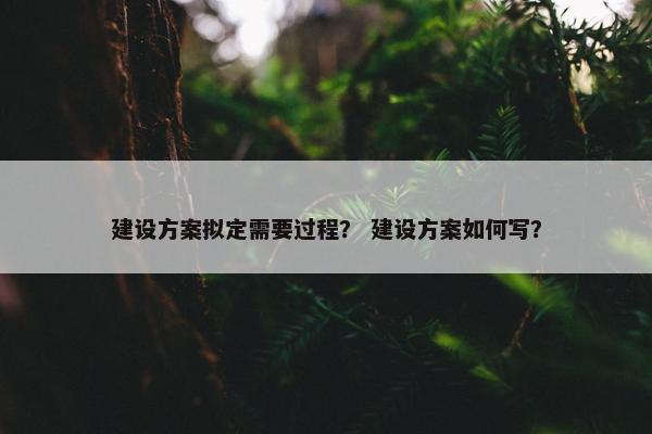 建设方案拟定需要过程？ 建设方案如何写？
