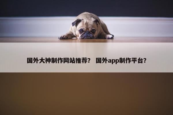 国外大神制作网站推荐？ 国外app制作平台？