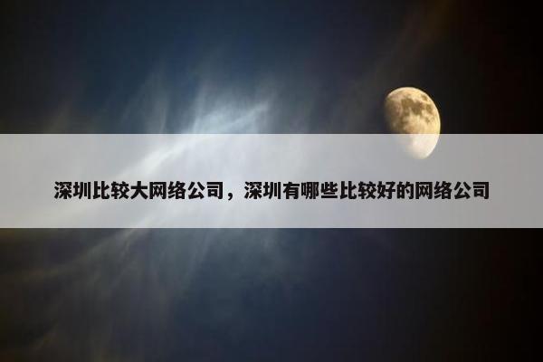 深圳比较大网络公司，深圳有哪些比较好的网络公司