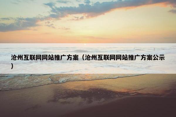 沧州互联网网站推广方案（沧州互联网网站推广方案公示）