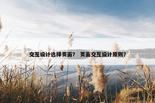 交互设计选择页面？ 页面交互设计原则？