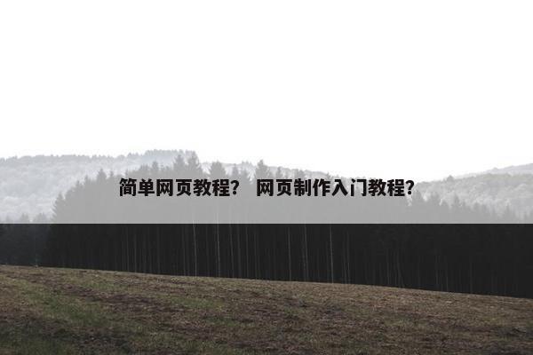 简单网页教程？ 网页制作入门教程？