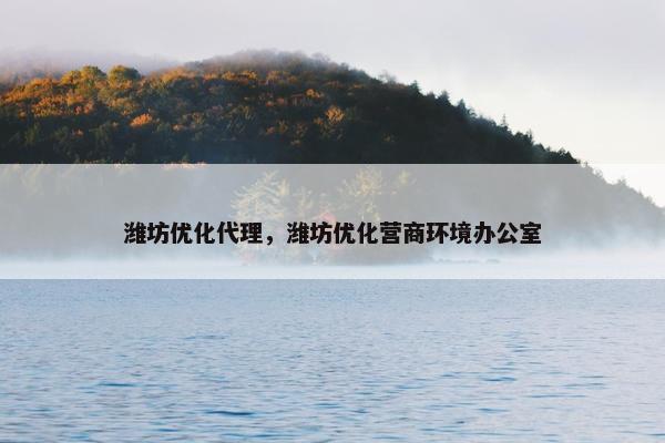 潍坊优化代理，潍坊优化营商环境办公室