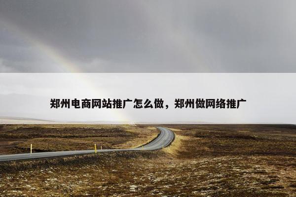 郑州电商网站推广怎么做，郑州做网络推广