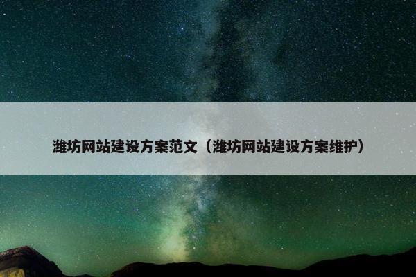 潍坊网站建设方案范文（潍坊网站建设方案维护）