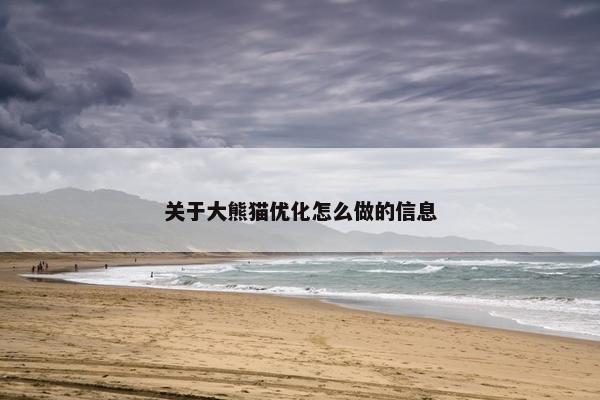 关于大熊猫优化怎么做的信息