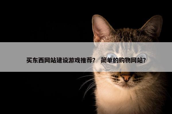 买东西网站建设游戏推荐？ 简单的购物网站？