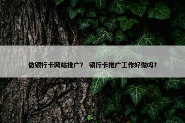 做银行卡网站推广？ 银行卡推广工作好做吗？