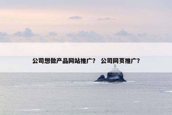 公司想做产品网站推广？ 公司网页推广？