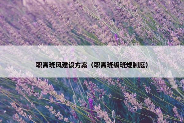 职高班风建设方案（职高班级班规制度）