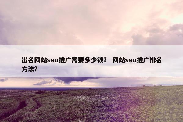 出名网站seo推广需要多少钱？ 网站seo推广排名方法？