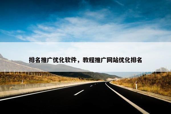 排名推广优化软件，教程推广网站优化排名