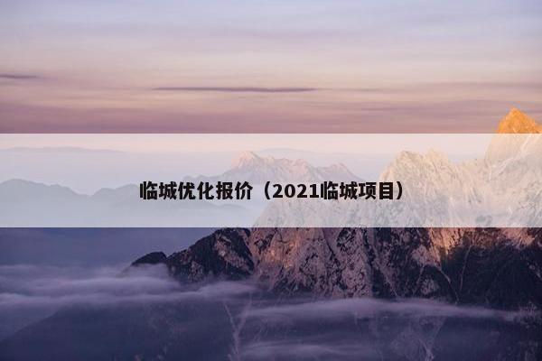 临城优化报价（2021临城项目）