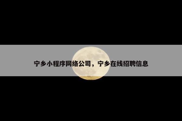 宁乡小程序网络公司，宁乡在线招聘信息