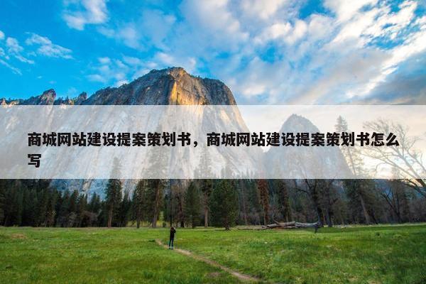 商城网站建设提案策划书，商城网站建设提案策划书怎么写