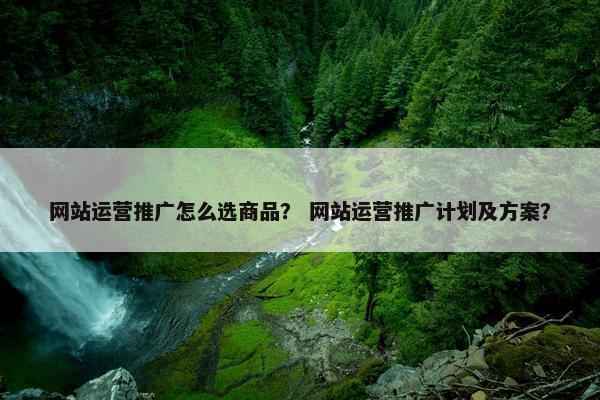 网站运营推广怎么选商品？ 网站运营推广计划及方案？