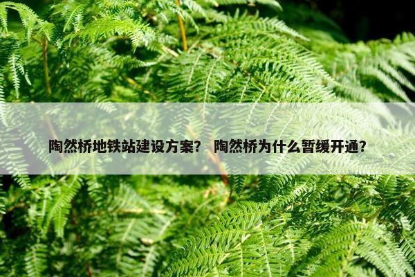 陶然桥地铁站建设方案？ 陶然桥为什么暂缓开通？