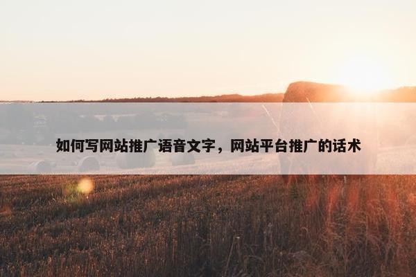 如何写网站推广语音文字，网站平台推广的话术