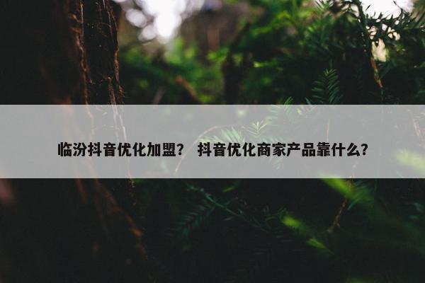 临汾抖音优化加盟？ 抖音优化商家产品靠什么？