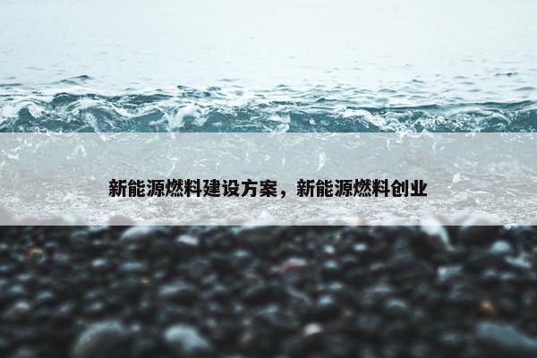新能源燃料建设方案，新能源燃料创业