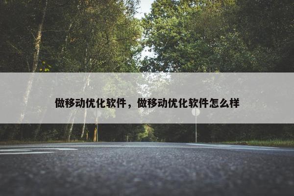 做移动优化软件，做移动优化软件怎么样