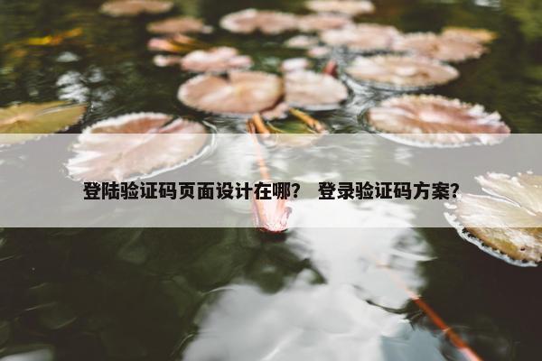 登陆验证码页面设计在哪？ 登录验证码方案？