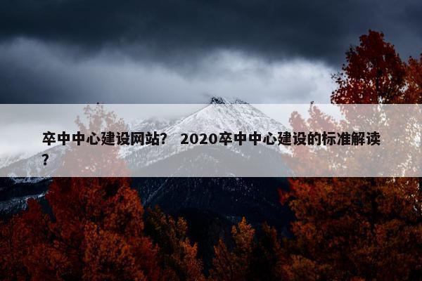 卒中中心建设网站？ 2020卒中中心建设的标准解读？