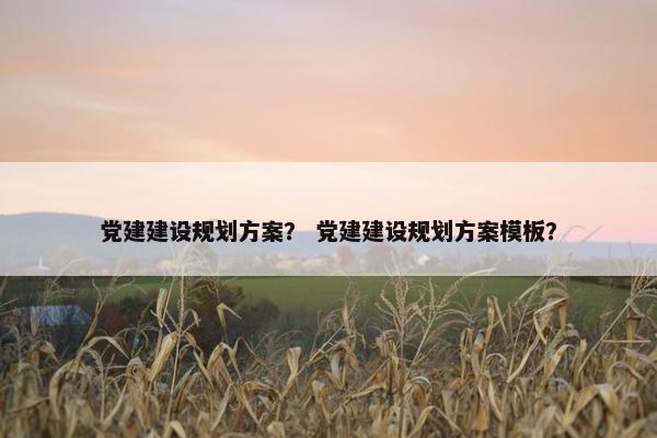 党建建设规划方案？ 党建建设规划方案模板？