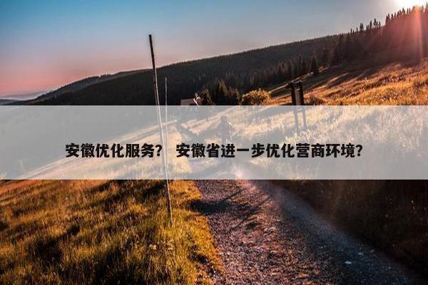 安徽优化服务？ 安徽省进一步优化营商环境？