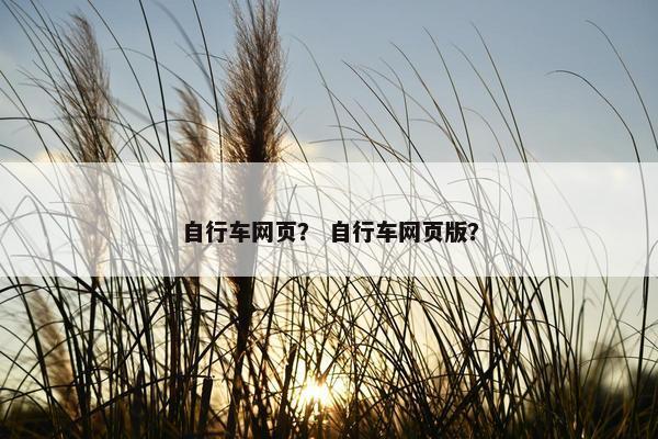 自行车网页？ 自行车网页版？