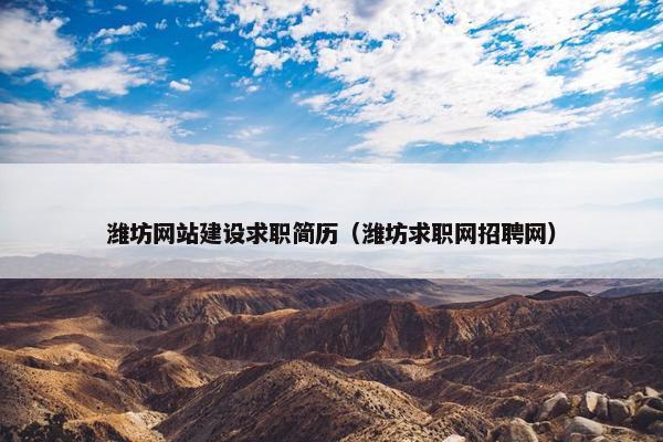 潍坊网站建设求职简历（潍坊求职网招聘网）