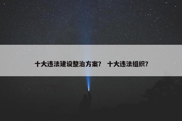 十大违法建设整治方案？ 十大违法组织？