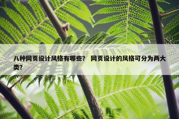 八种网页设计风格有哪些？ 网页设计的风格可分为两大类？