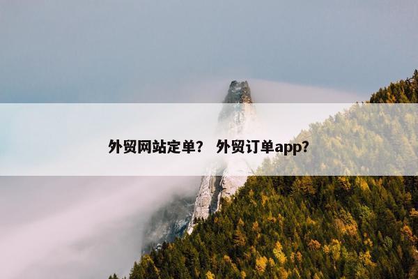 外贸网站定单？ 外贸订单app？