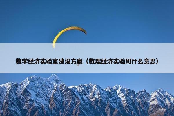 数学经济实验室建设方案（数理经济实验班什么意思）