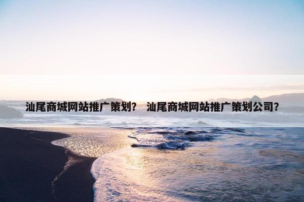 汕尾商城网站推广策划？ 汕尾商城网站推广策划公司？