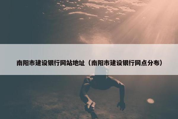 南阳市建设银行网站地址（南阳市建设银行网点分布）