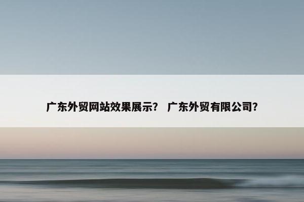广东外贸网站效果展示？ 广东外贸有限公司？