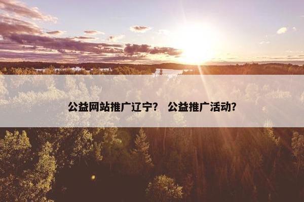公益网站推广辽宁？ 公益推广活动？