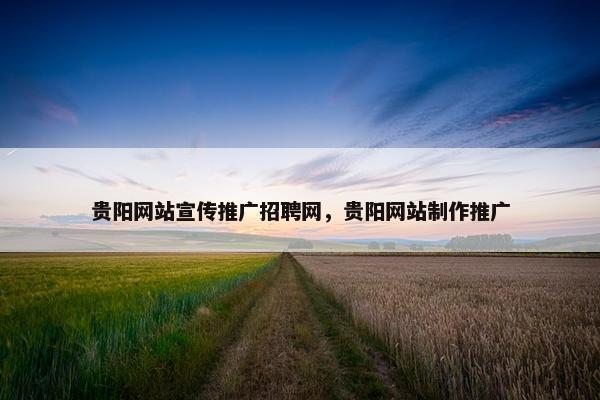 贵阳网站宣传推广招聘网，贵阳网站制作推广