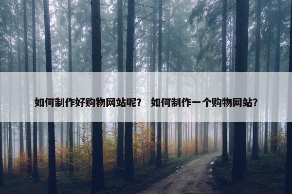如何制作好购物网站呢？ 如何制作一个购物网站？