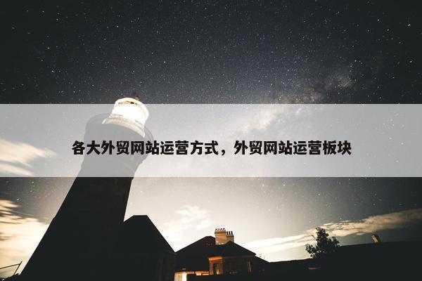 各大外贸网站运营方式，外贸网站运营板块