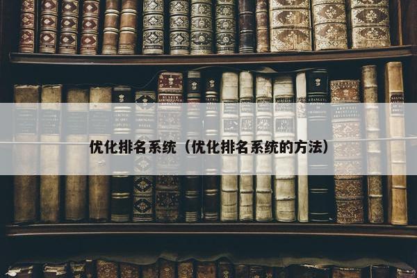 优化排名系统（优化排名系统的方法）