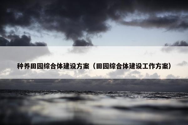 种养田园综合体建设方案（田园综合体建设工作方案）