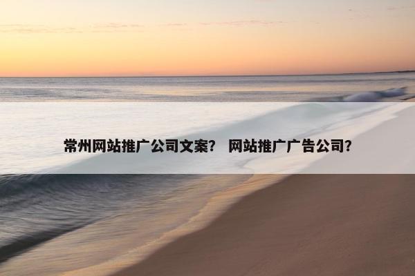 常州网站推广公司文案？ 网站推广广告公司？