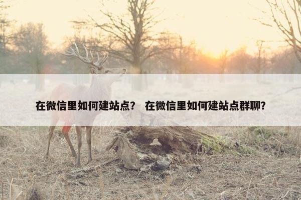 在微信里如何建站点？ 在微信里如何建站点群聊？